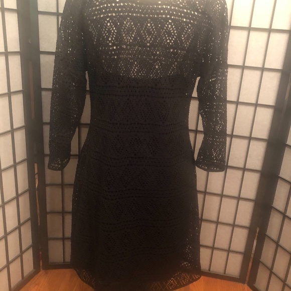 EXPRESS Black Eyelet Sheath Dress - Size L - Picture 4 of 6